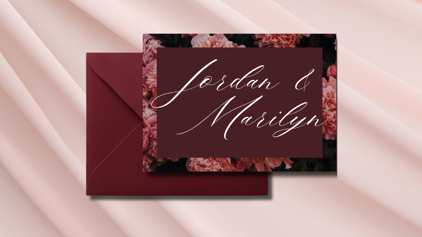 Pink & Burgundy Floral Wedding Invitation | Customizable Digital Wedding Invitation